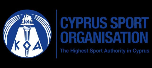 The Cyprus Sport Organisation logo, featuring the Cyprus flag colors and the organization name in bold blue letters