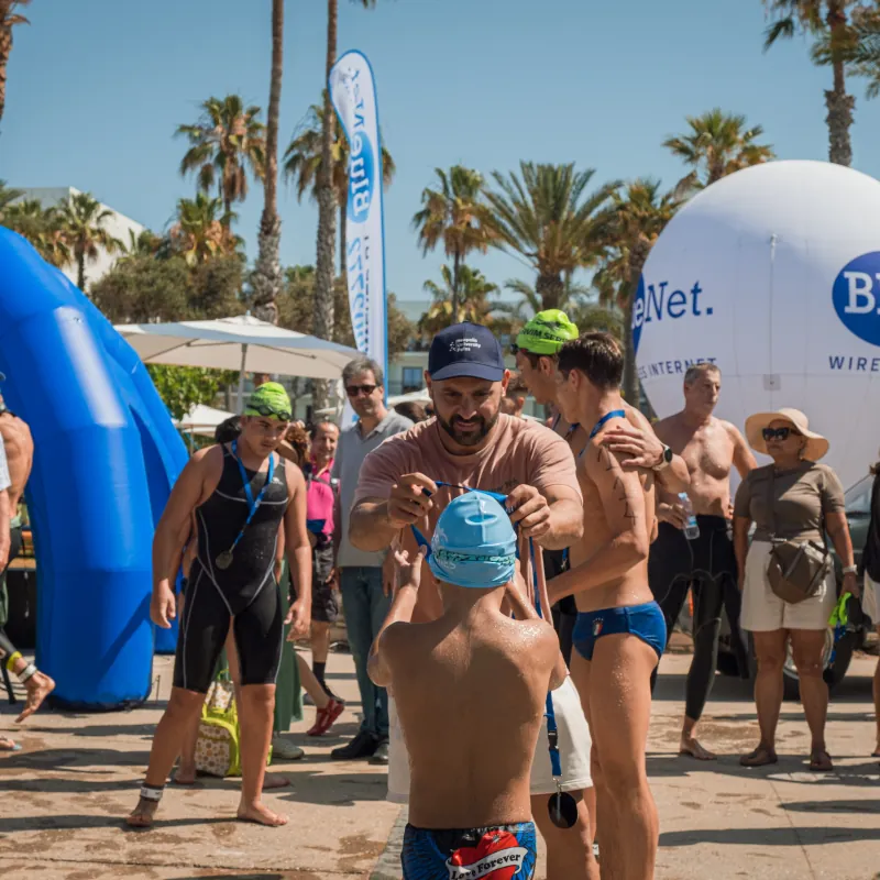 Swim event participants at Cyprus coast